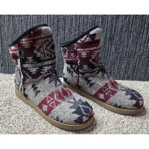 Indigo Rd Boots Size 8.5 Aztec Sherpa Lined Gray Red Winter Southwestern Boho